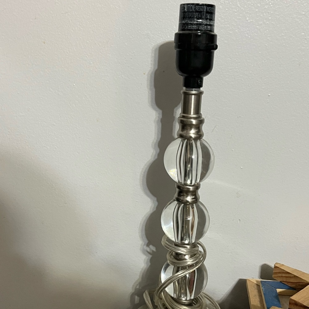 2 Silver and Clear Glass Table Lamp